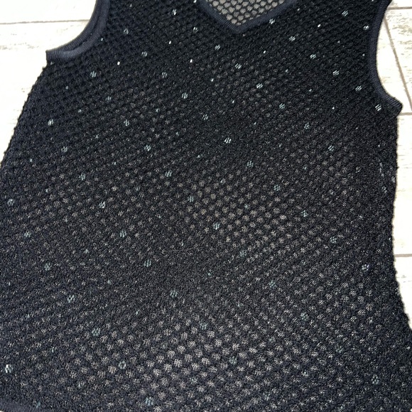 St. John mesh sleeveless top. Black with rhinestone accents. Size S. - Picture 2 of 11